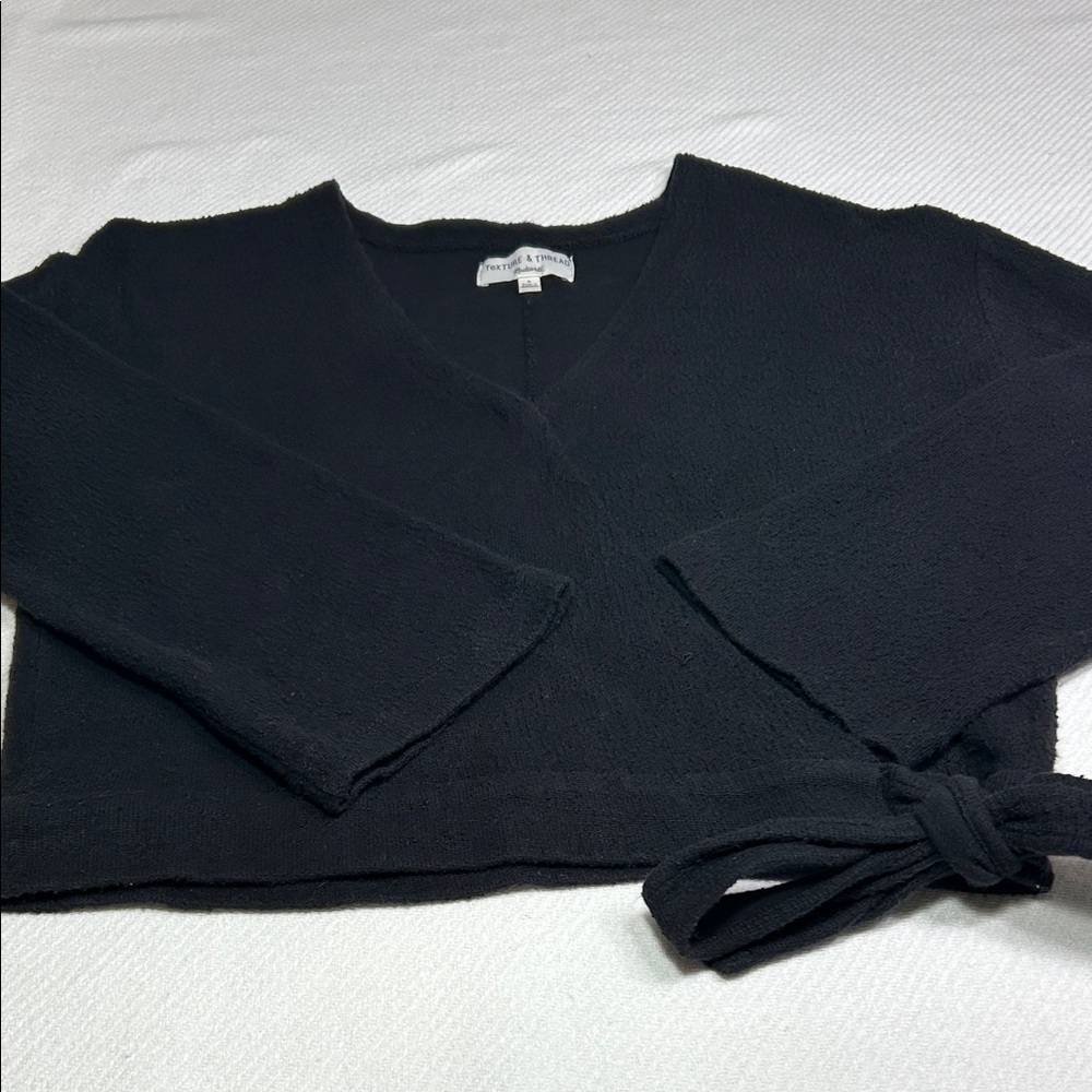 Black V-Neck Wrap Sweater